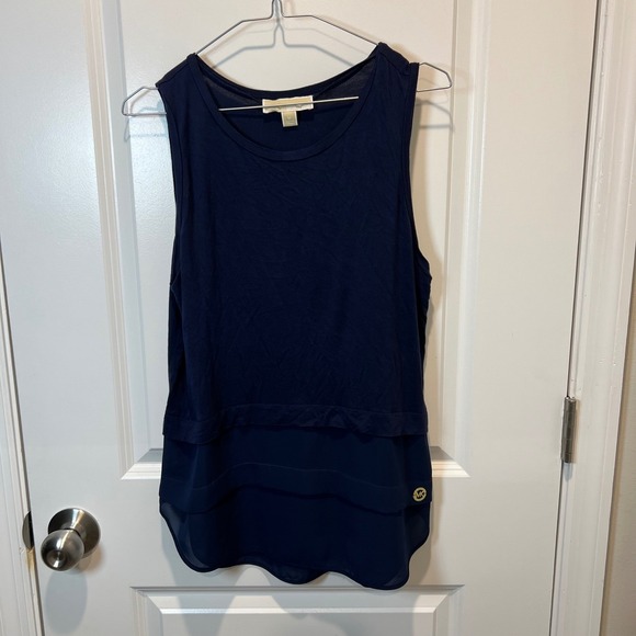 Michael Kors Tops - MICHAEL KORS Navy Blue Sleeveless‎ Layered Tank Top M